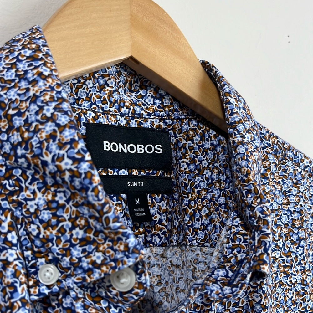 100% Cotton Bonobos floral button-down shirt Slim Fit Medium